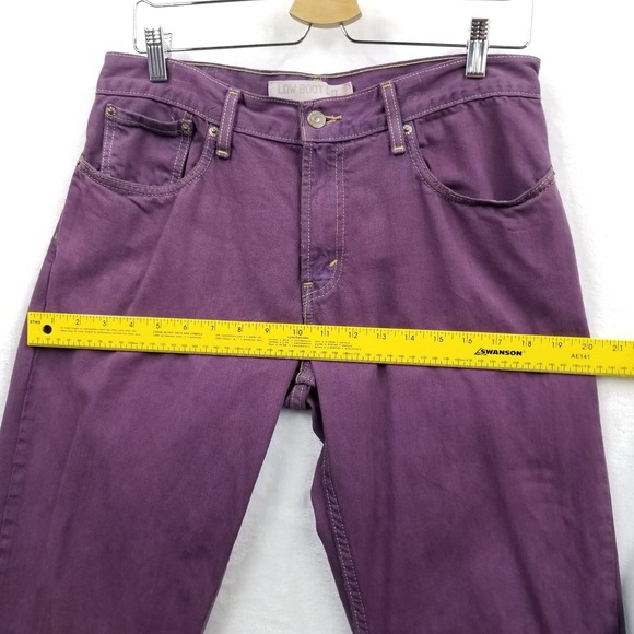 VTG Levis Jeans Women 30 x 30 Purple Cotton Low Boot Cut Raw Hem Overdyed Mexico - Picture 4 of 14